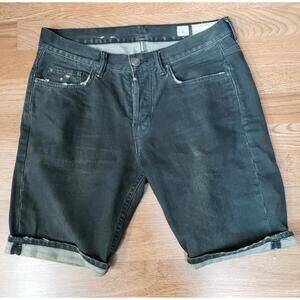 AllSaints Spitalfields Richardson Men's Denim Distressed Black Shorts Sz 30 #CB3